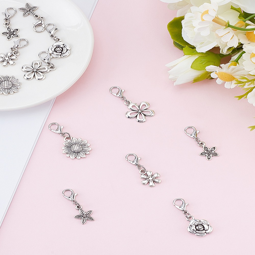 Lobster Clasp Silver - 12Pcs 6Style Alloy Pendant Decorations with