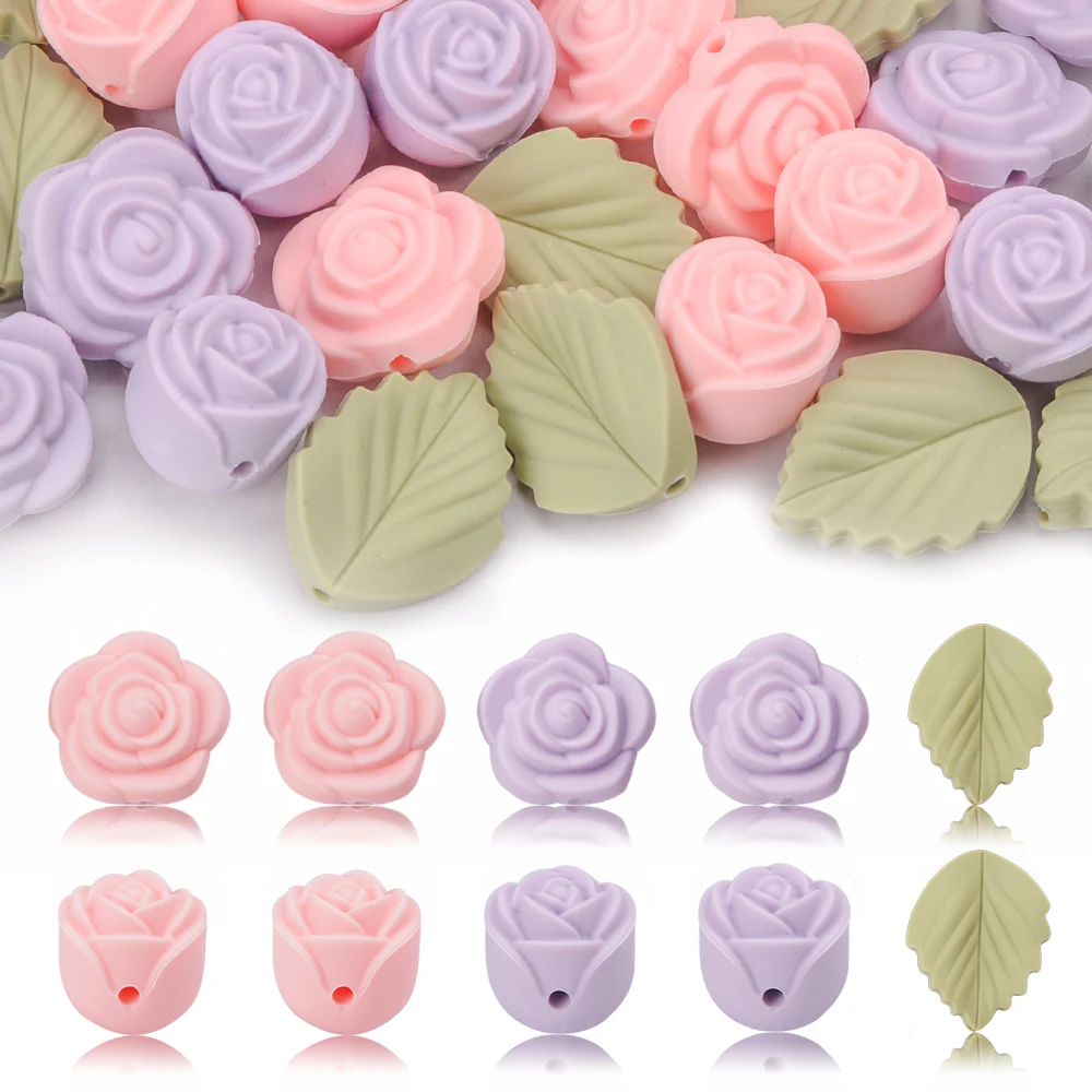 Jewelry Making 3 Year Old - LOFCA 30Pcs Rose Silicone Beads Flower