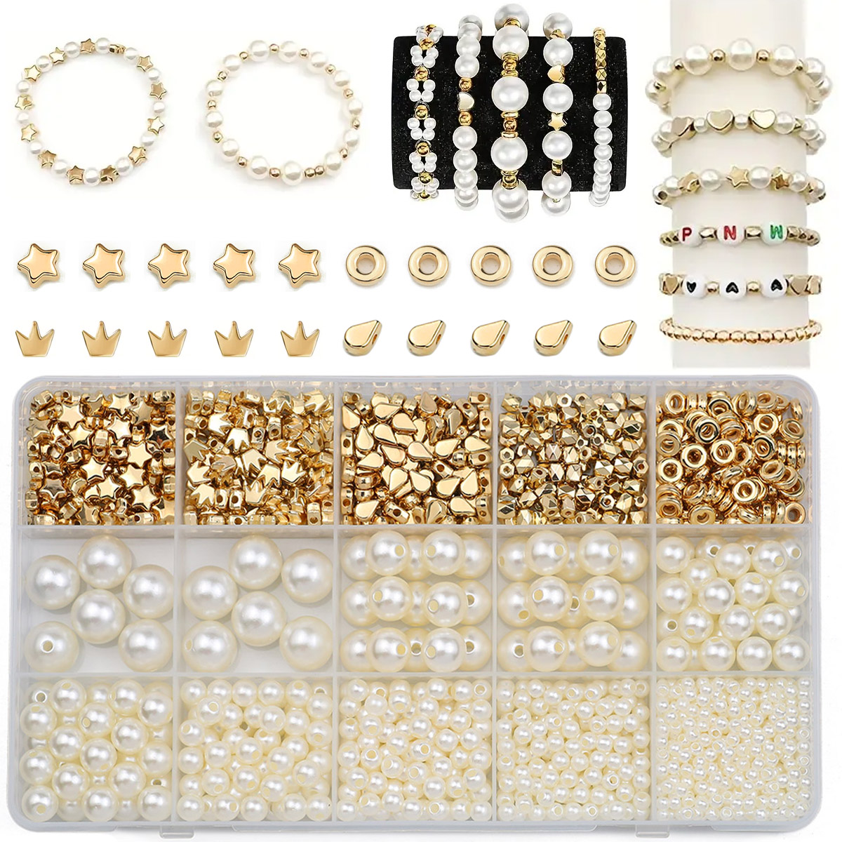 Jewelry Making Kit For Kids - 1240PCS 10*17CM CCB Imitation Pearl Acrylic
