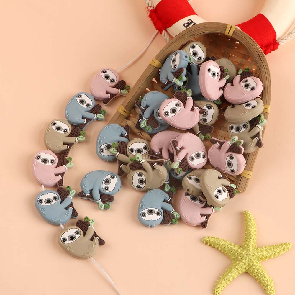 Jewelry Making 3 Year Old - Kovict 5pc/Lot Cartoon Mini Sloth Silicone