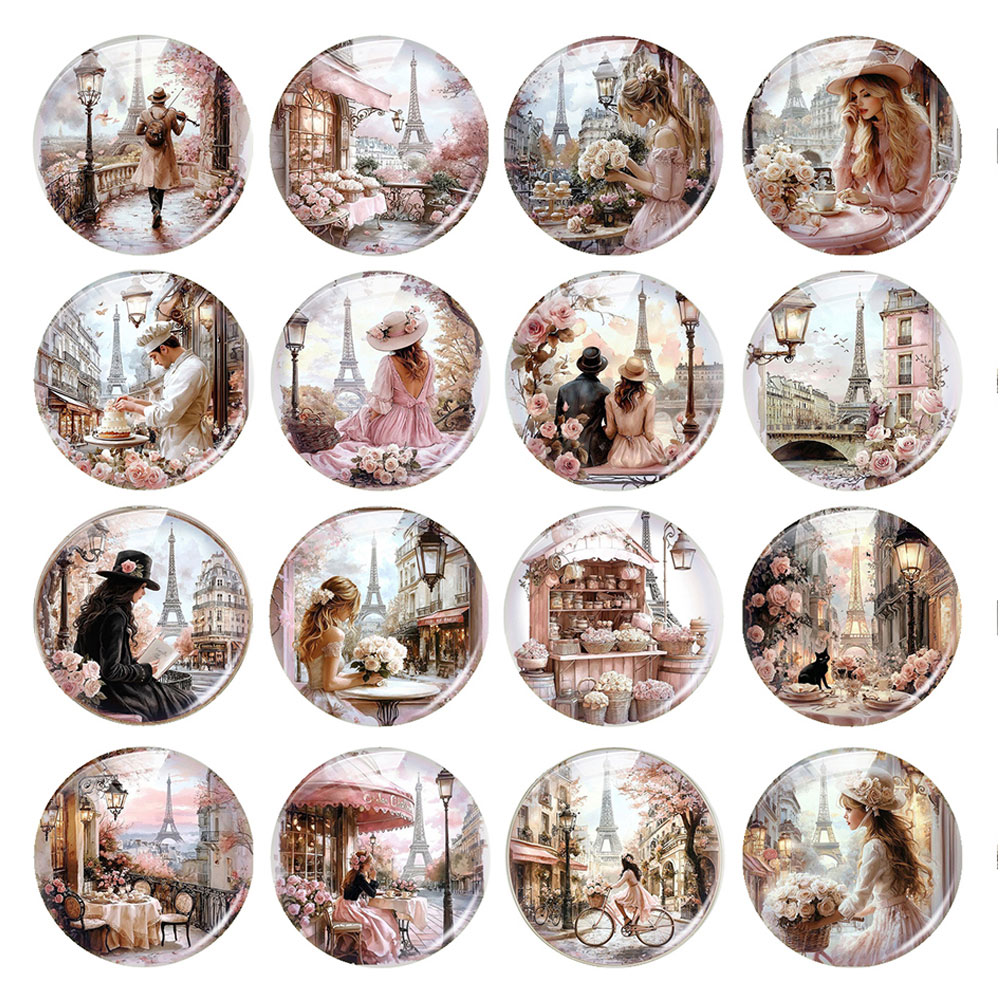Jewelry Making Paris - Random Mixed Round/Oval/Square Paris Eiffel Tower