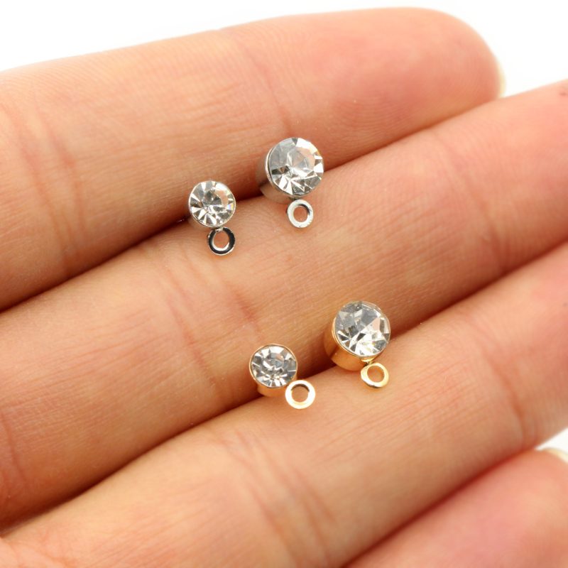 Jewelry Making Kit - 50pcs Stud Earrings Pins with Zircon