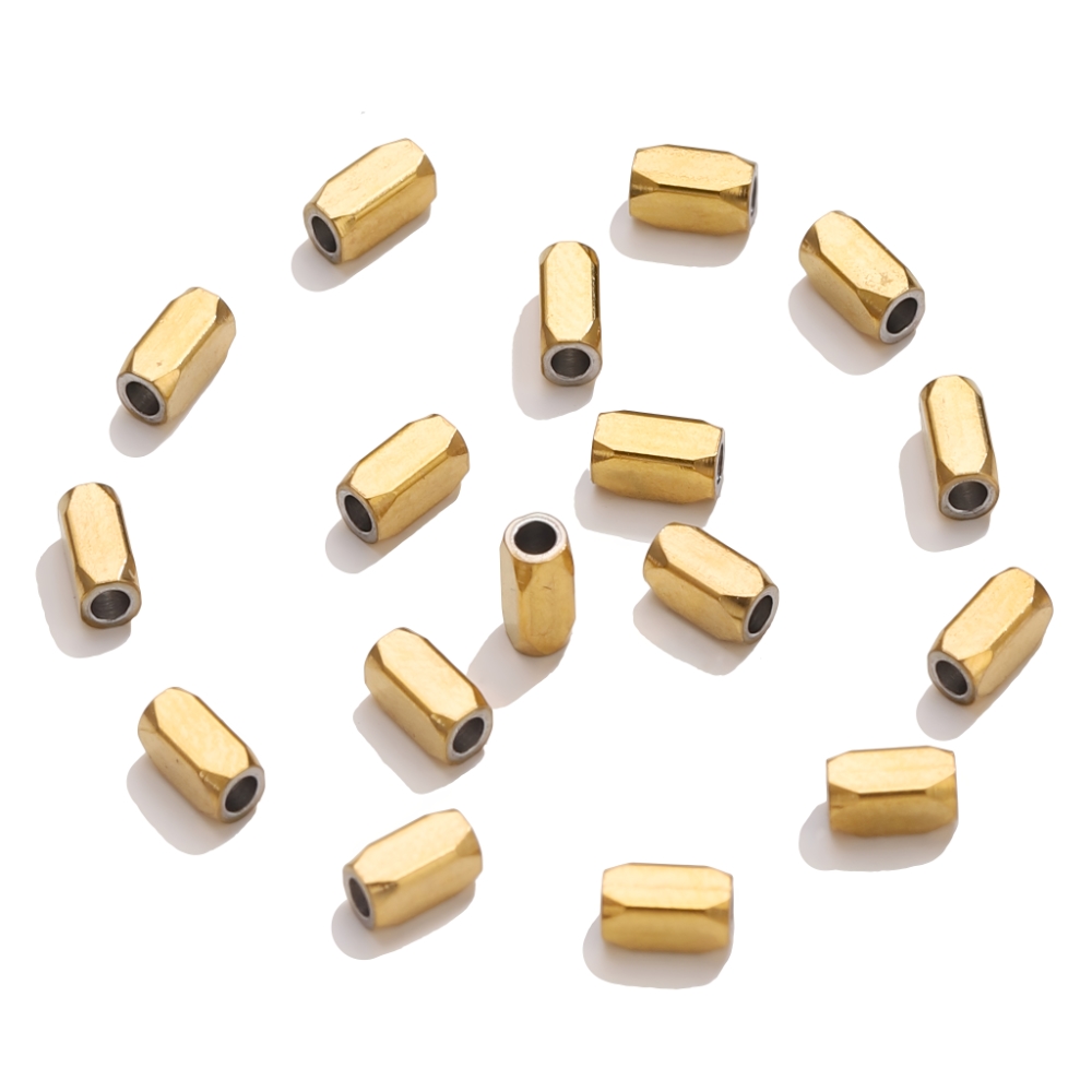 Jewelry Making Supplies Wholesale - 20pcs 18K Gold Stainless Steel Hexagonal