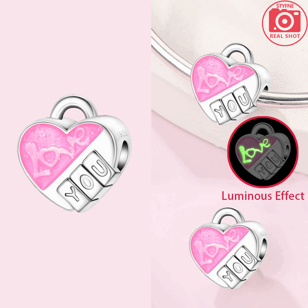 Charm Bead 925 Silver Pink Hea - đánh giá và giá Jewelry Making Charms