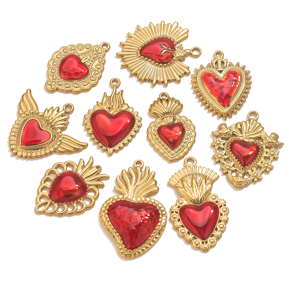 3pcs Stainless Steel Red Ename - đánh giá và giá Jewelry Making Supplies Wholesale